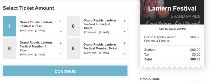 Grand Rapids Lantern Festival Checkout example