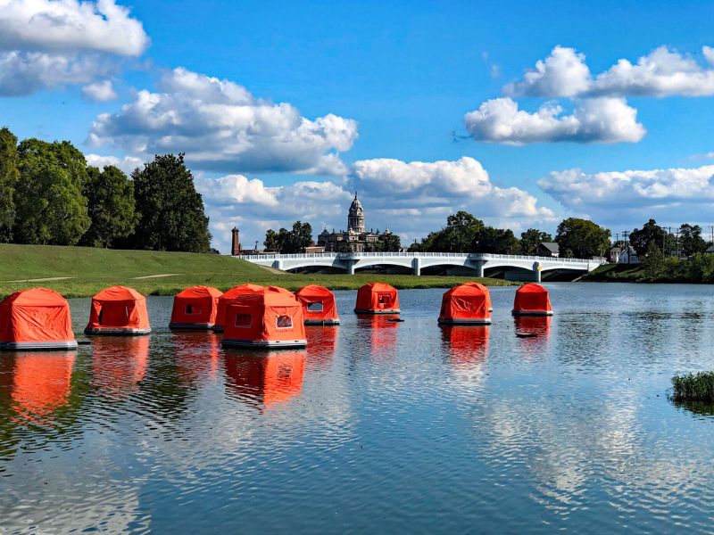 Float Troy in Troy, OH floating tents with bridge