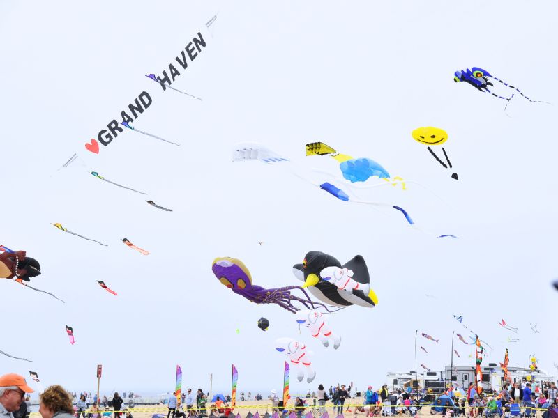 Grand Haven Kite Festival - Sky a Flurry of Kites