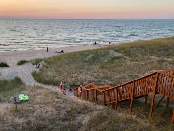 ake Michigan Campground dune and beach at sunset