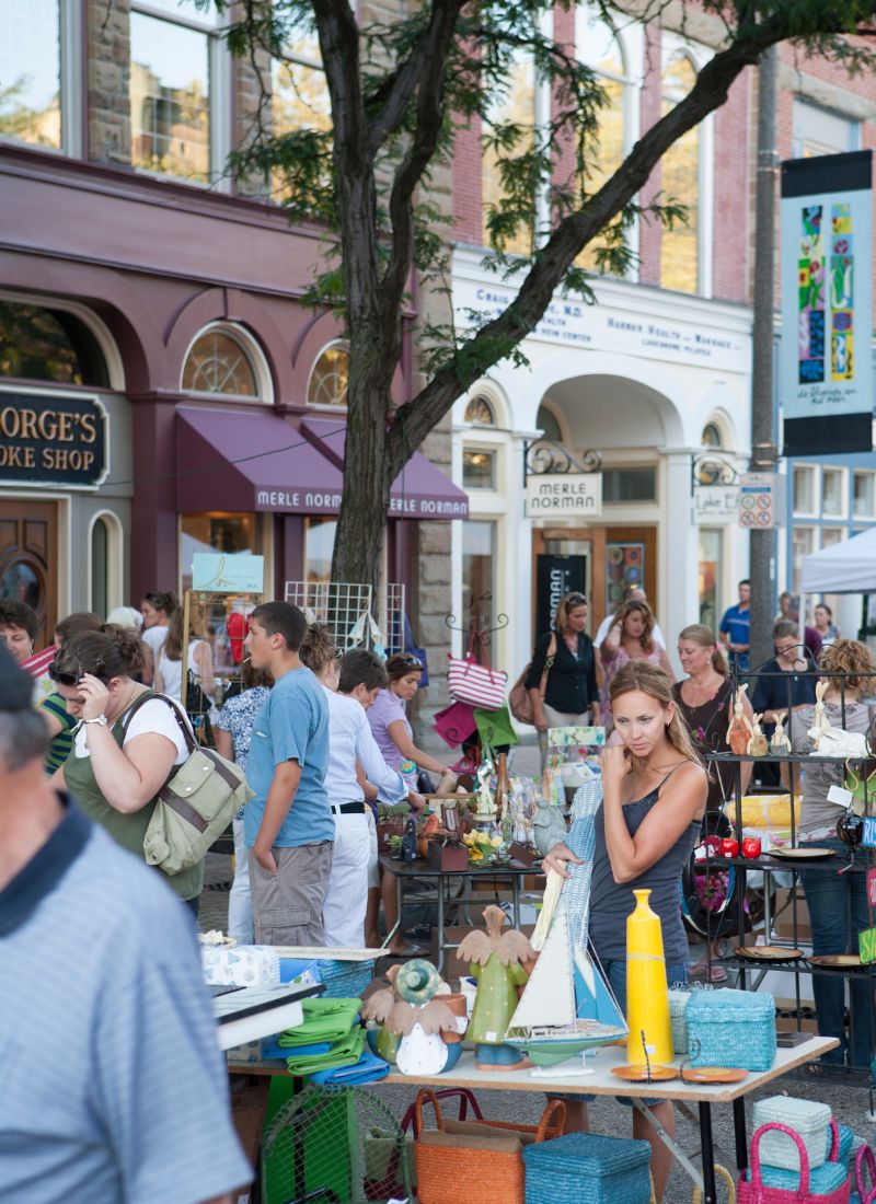 Downtown Holland Sidewalk Sale Shoppers 