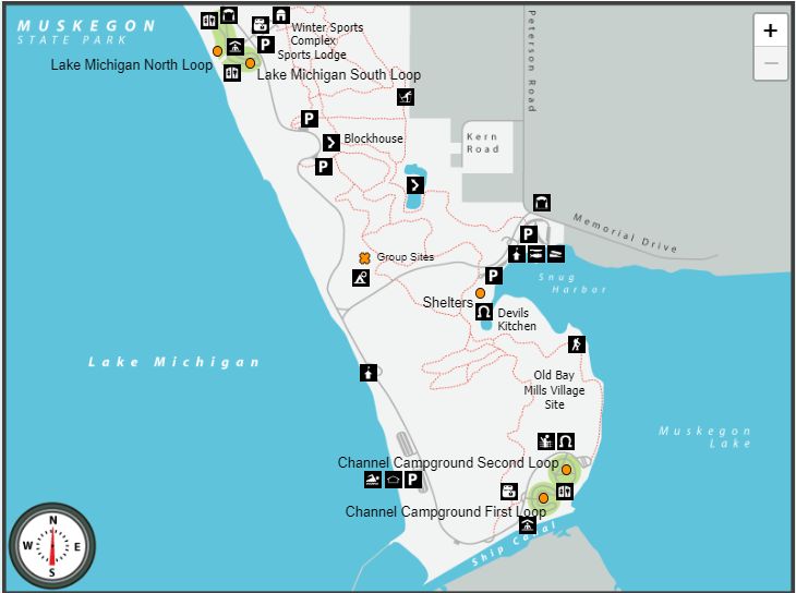 Muskegon state park campgrounds map