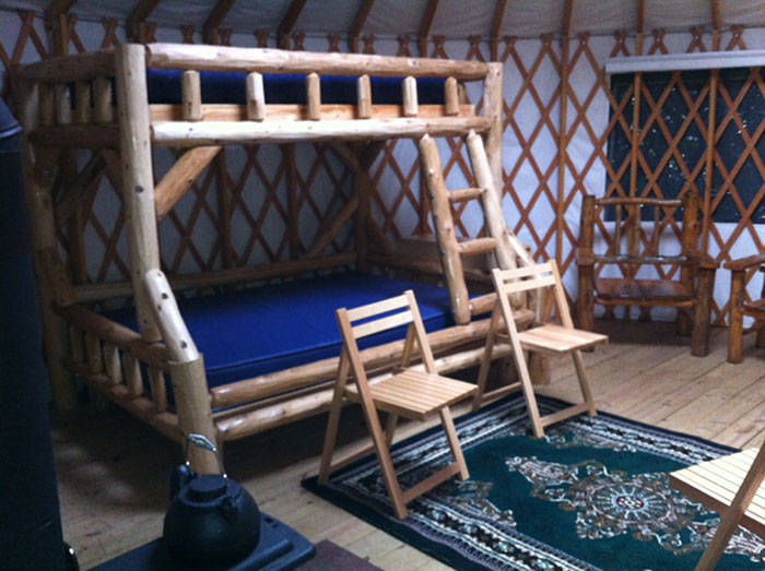 bunkbeds inside yurt at muskegon state park