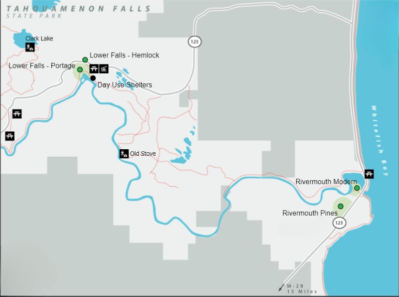 Tahquamenon falls state park campgrounds map