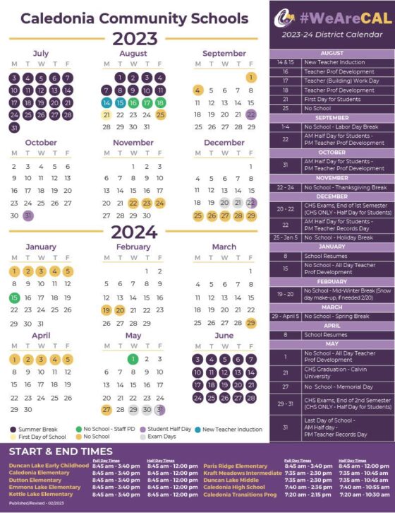 All the Greater Grand Rapids School Calendars 202324 (+GRPS School