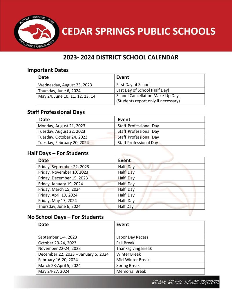 All the Greater Grand Rapids School Calendars 202324 (+GRPS School