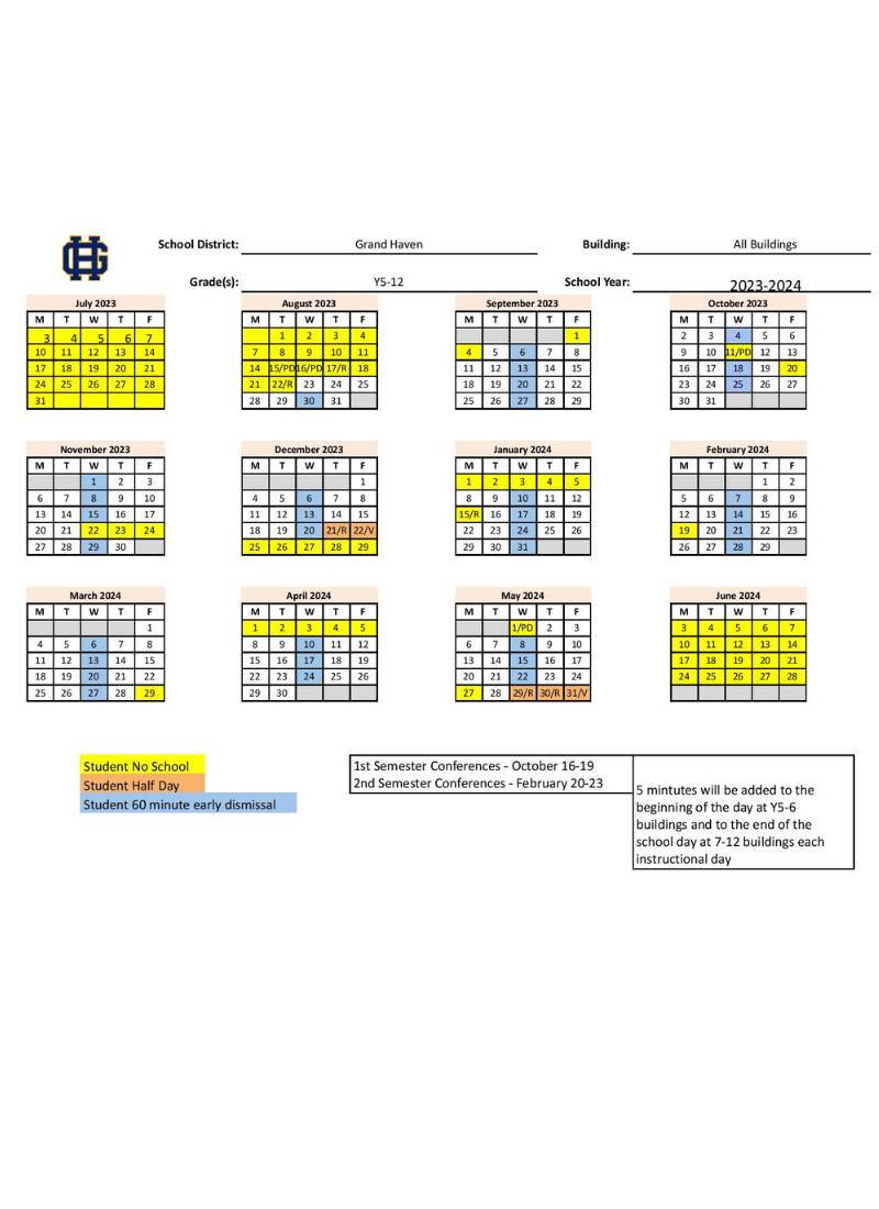 All the Greater Grand Rapids School Calendars 202524 (+GRPS School