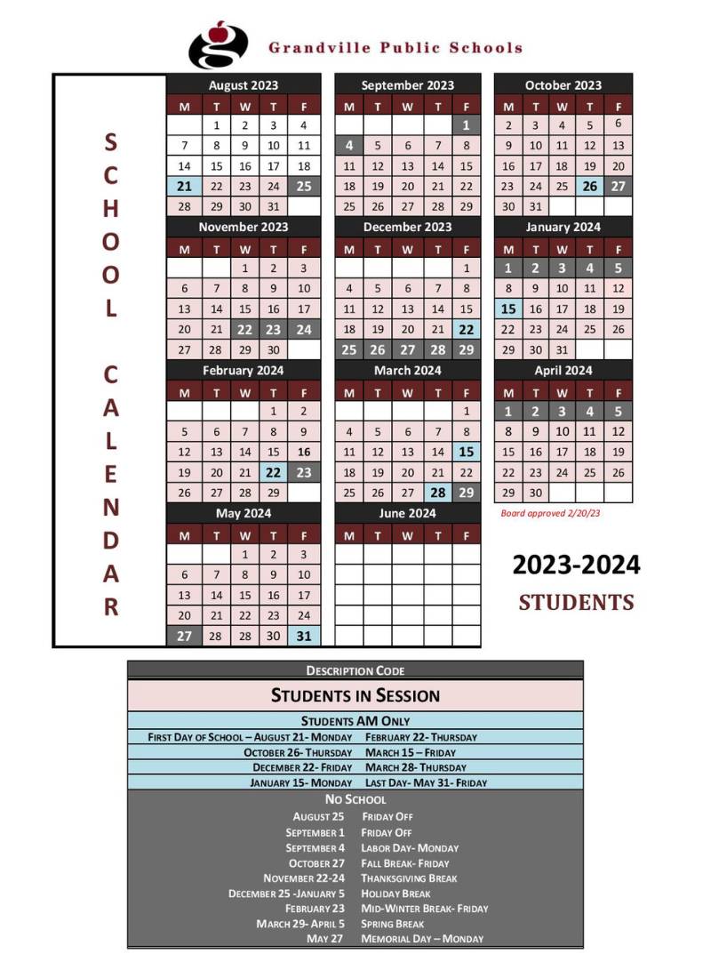 All The Greater Grand Rapids School Calendars 2023 24 GRPS School Calendar Grkids