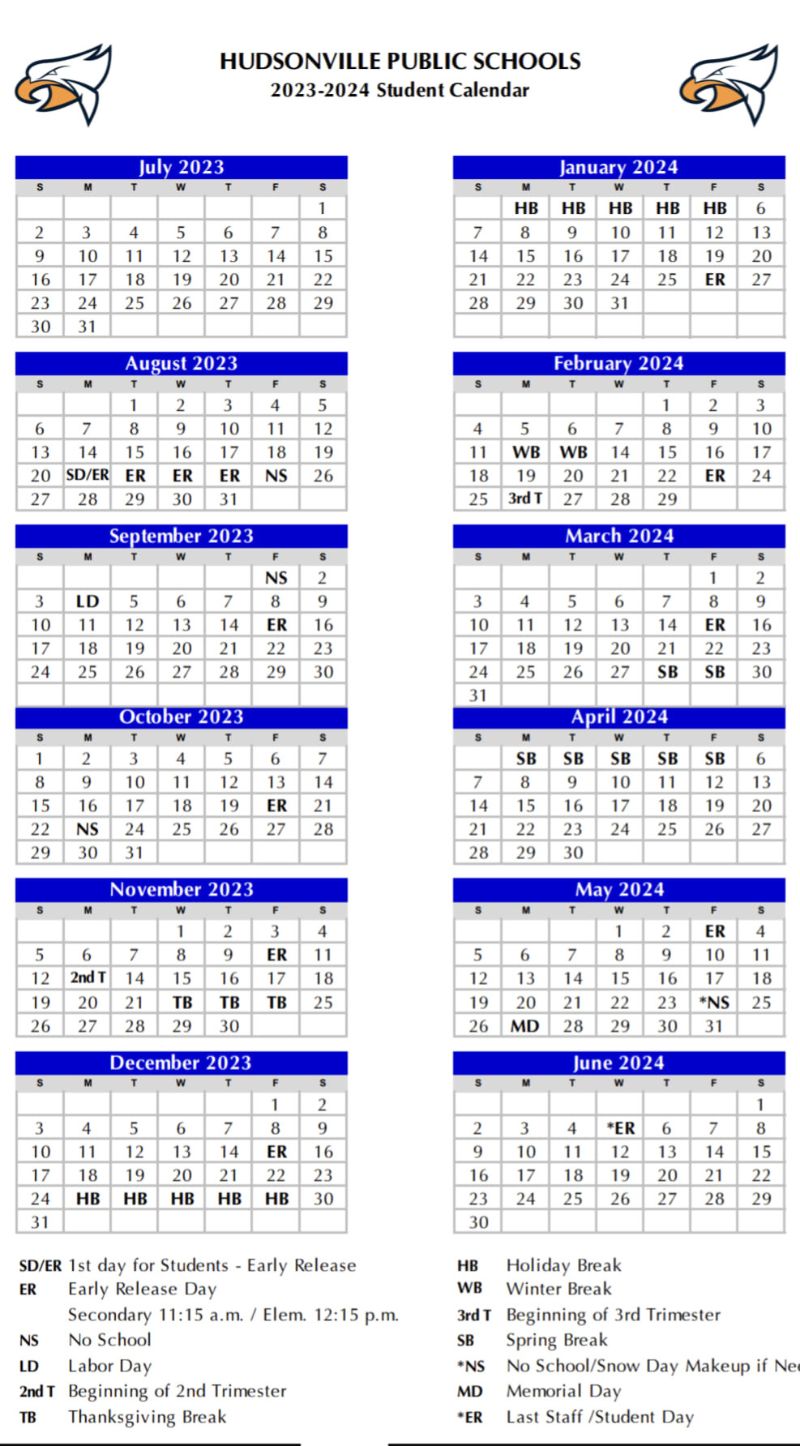 Rockford Public School Calendar 2023-24