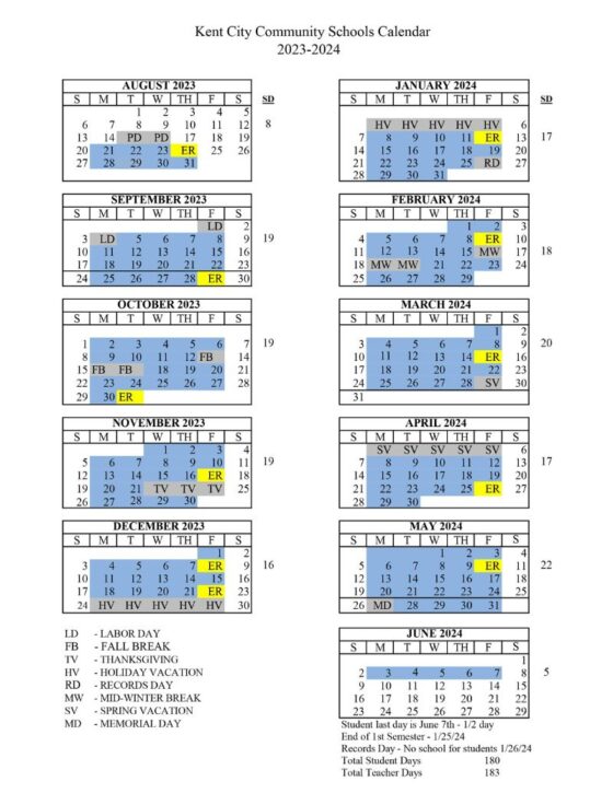 Kent City Schools Calendar 2025