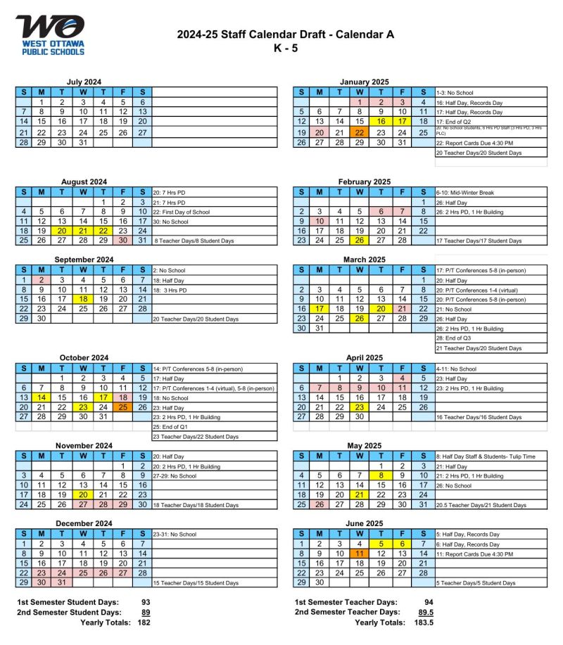 west ottawa school calendar 2024 elemen