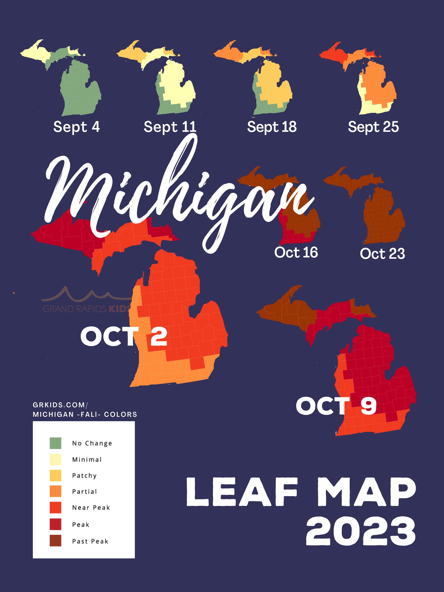 Michigan Fall Colors Prediction Map 2023