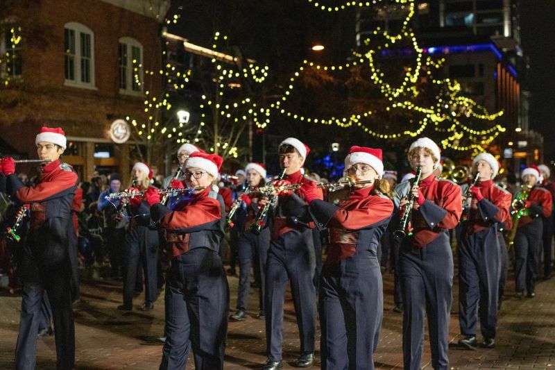 Greenville Christmas Parade band playing 