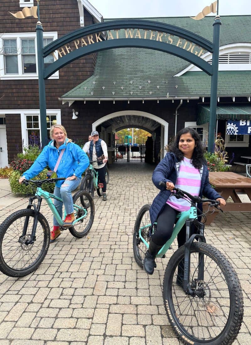 friends on bikes at crystal mountain resort