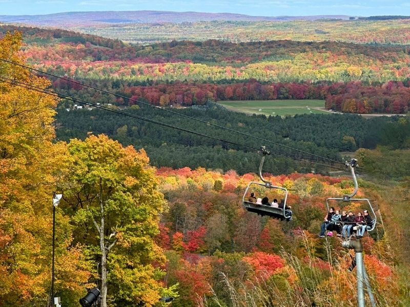 skybridge chairlifts in fall colors