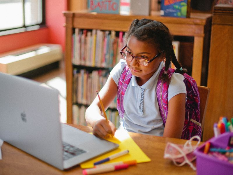 Girl studying at Grand Rapids Library