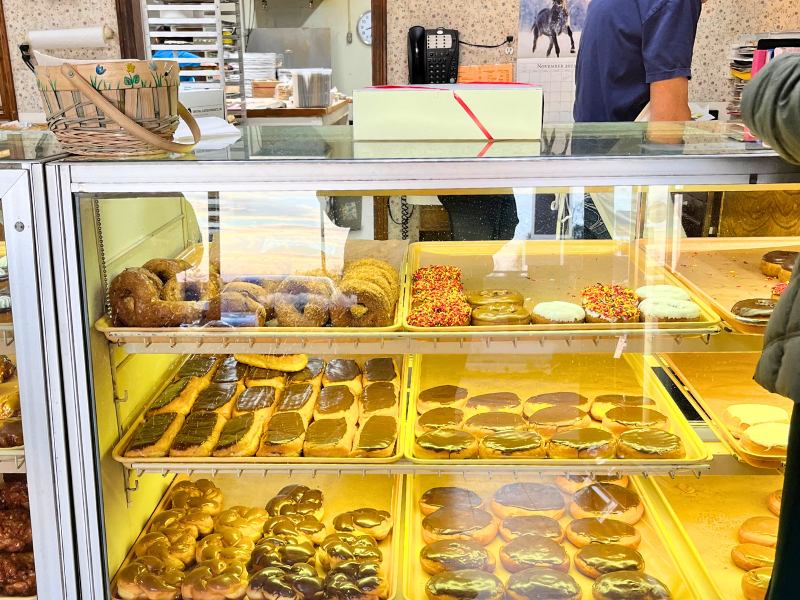 View of the donut case at Ida's Pastry Shoppe