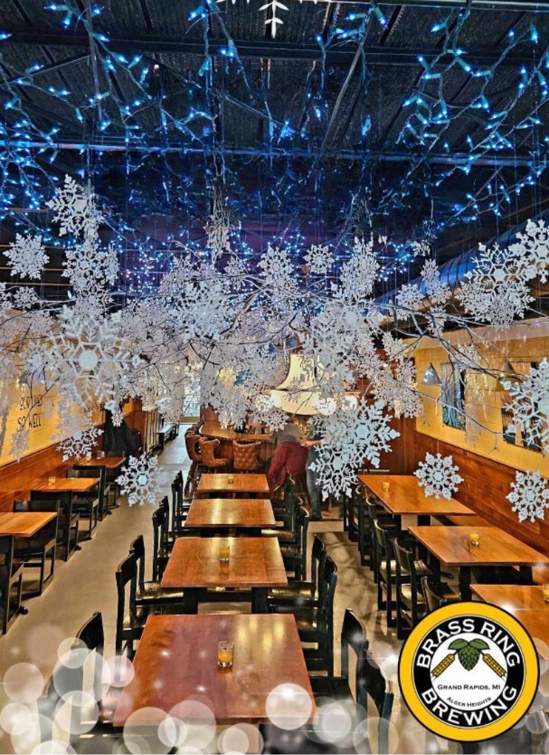 Brass Ring Brewing Snowflake Ceiling