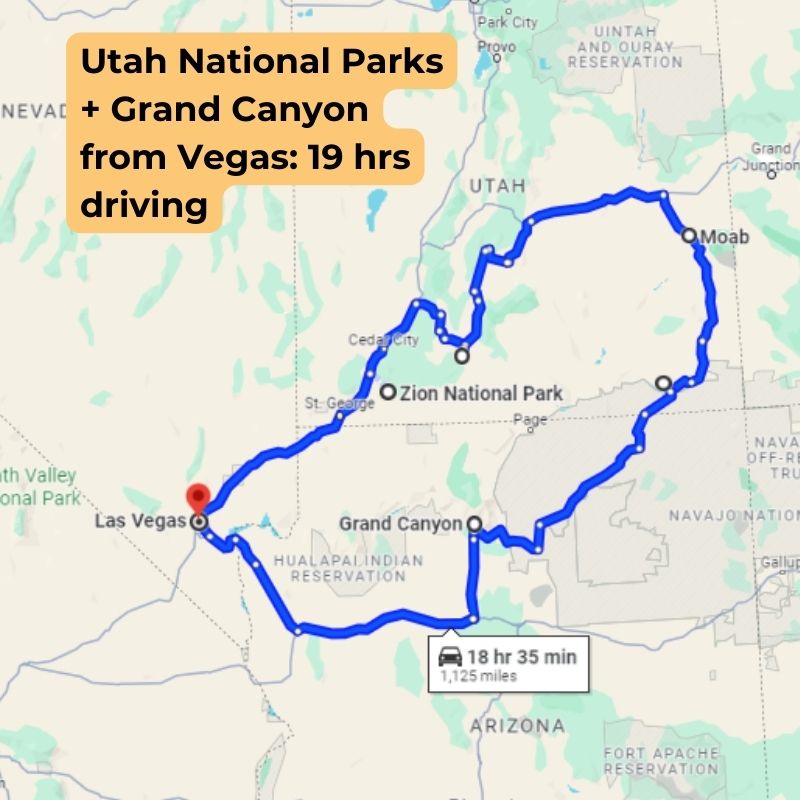 Utah National Parks + Grand Grand Canyon from Vegas 19 hrs driving