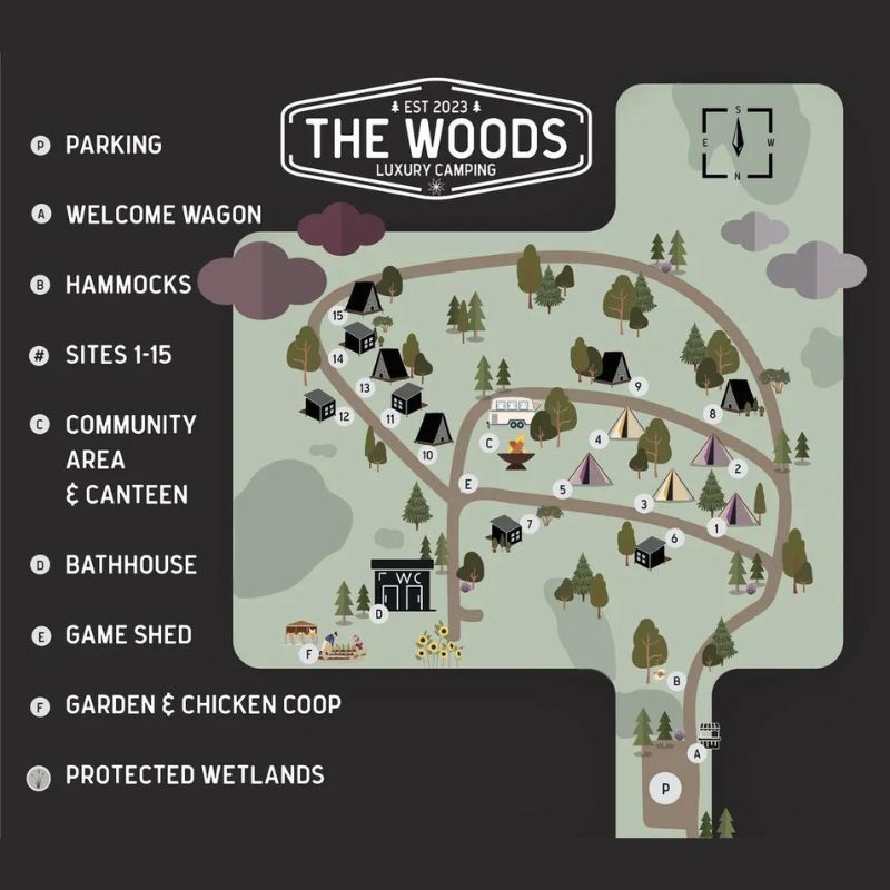 The Woods Luxury Camping Glamping Map