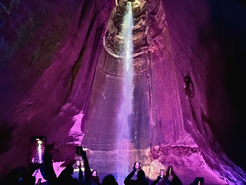 Ruby Falls hidden waterfall at the end of the cave tour in Chattanooga, TN