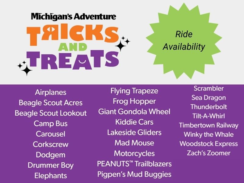 Michigans Adventure Tricks and Rides Ride List 2024