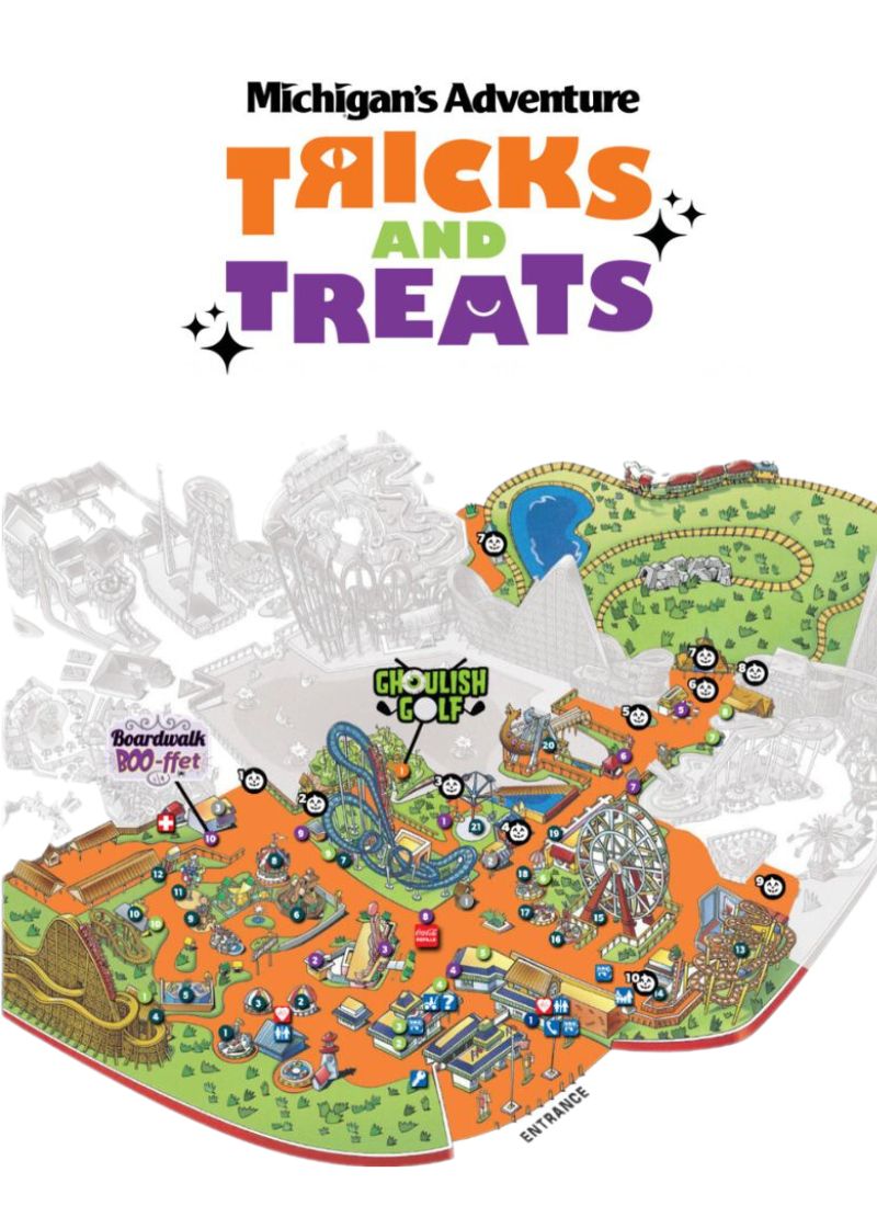 Michigan's Adventure Tricks and Treats Park Map 2023
