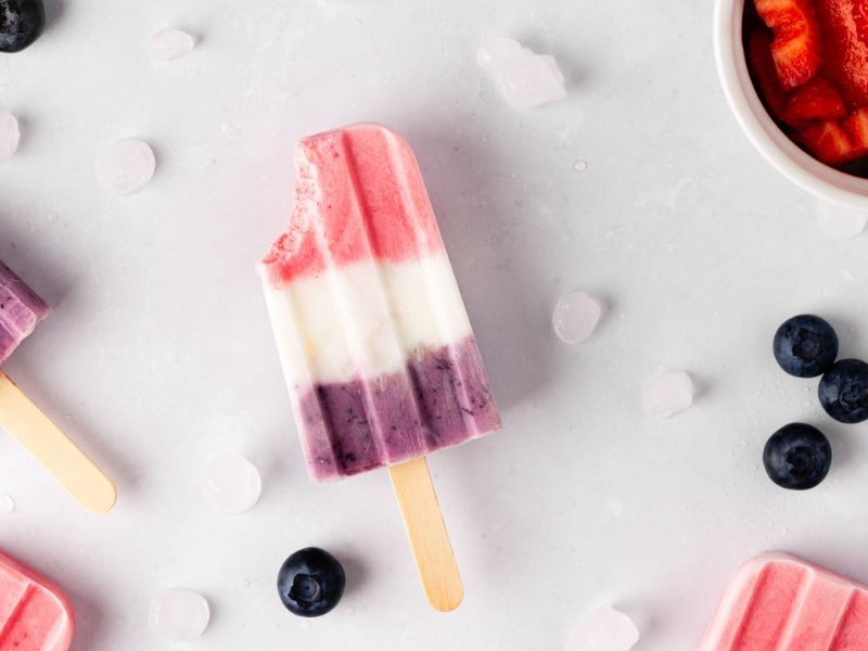 Red, White and Blueberry Yogurt Pops