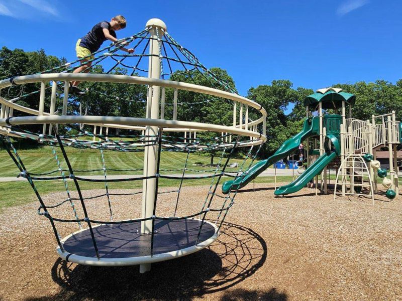 Kids enjoying the new playground equipment at Fallasburg Park