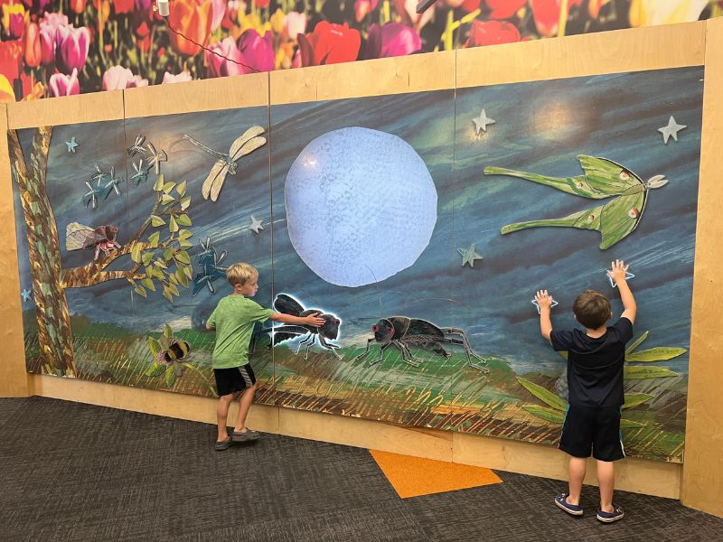 Grand Rapids Children's Museum Very Eric Carle exhibit nighttime symphony interactive wall