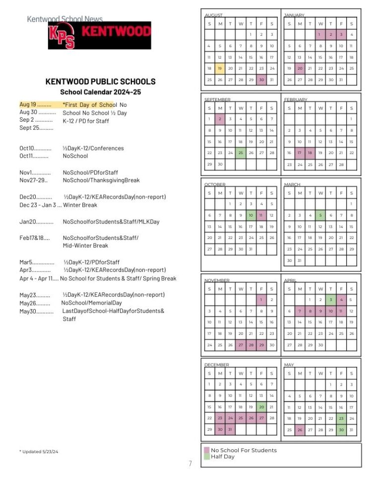 All the Greater Grand Rapids School Calendars 202425 (+GRPS School