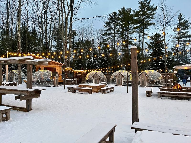 Winter Igloos at Hop Lot's Beer Garden in Suttons Bay, MI