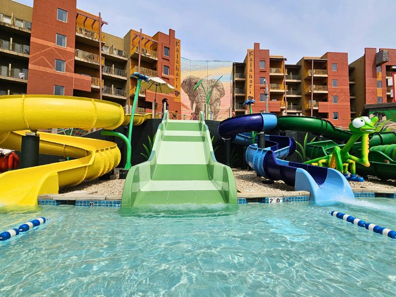 Slides at Bugs Burrough at Kalahari Water Park in Ohio