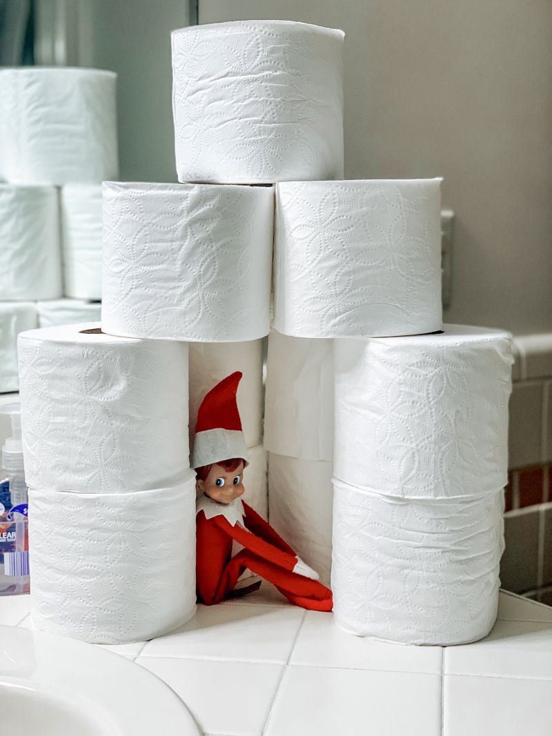 easy elf on the shelf ideas elf in toilet paper fort