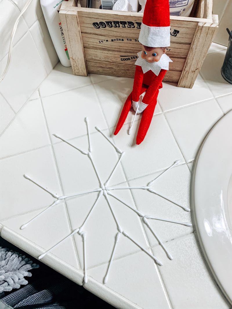 elf on the shelf ideas snowflake design of q tips