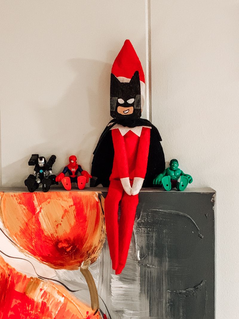 toddler elf on the shelf ideas elf in batman mask