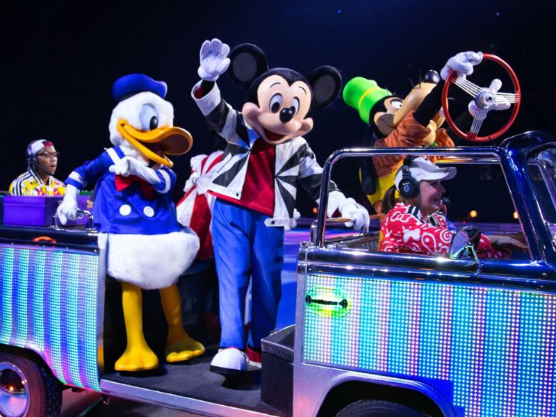Disney on Ice road trip adventures characters in car fb