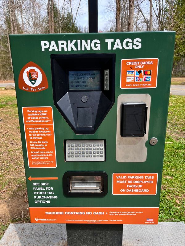 Parking Tag machine at Chimney's Picnic Area in the Smoky Mountains.