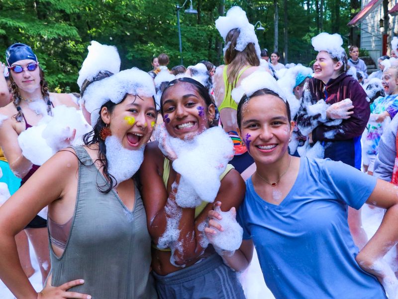 Camp Newayo girls in foam 2026