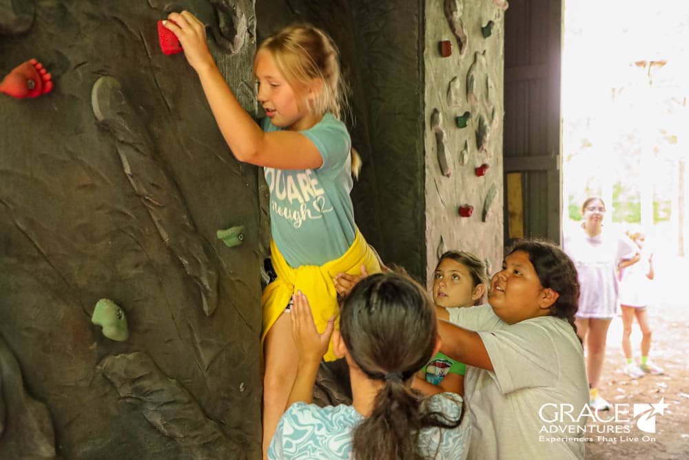 Grace Adventures - 2025 Summer Camp - Kid on Rock Wall