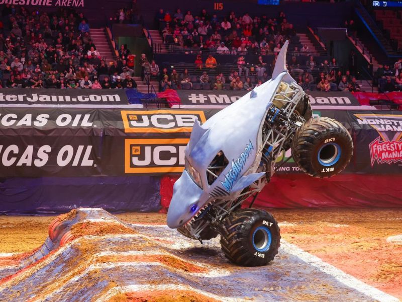 Monster Jam megladon on front tires FB