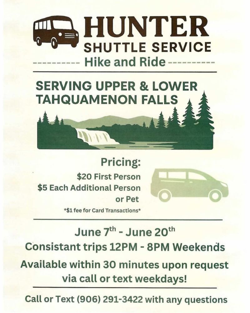 Hunter Shuttle Service Flyer, 2025, Tahquamenon Falls