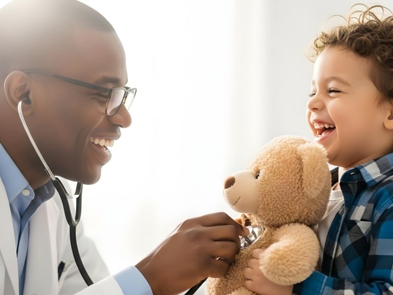 Best Pediatricians Dr Checking Teddy Bears Heartbeat