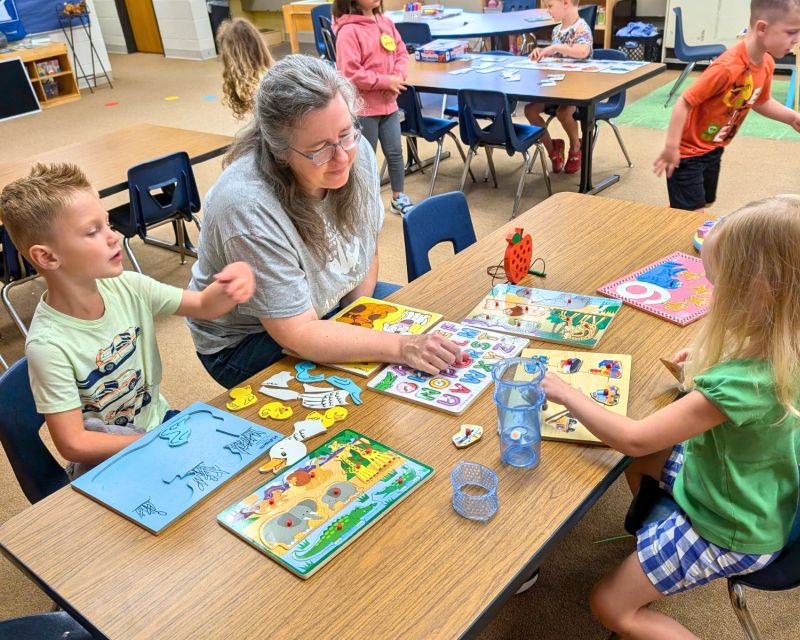 AnchorPoint Christian School teacher working with young kids client
