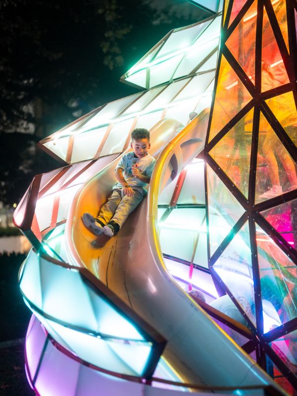 Dream Slide Interactive Art by Curious Form for Return to the River Festival in Grand Rapids. Photo by Bryce Ell Photo