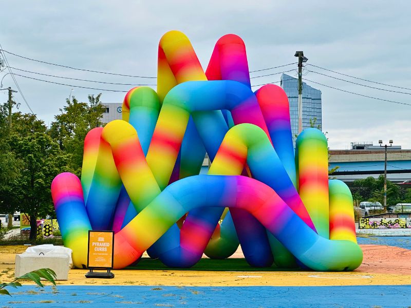 Return to the River, Pyramid Curbs rainbow portal by artist Cyril Lancelin