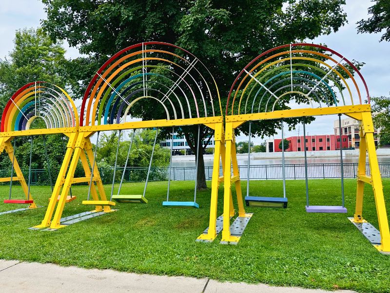 Return to the River Interactive Spectrum Swings art by Curious Form and Lindsey Glatz.