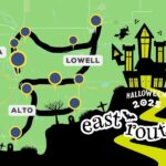 Epic East GR Halloween Houses Driving Route is Full of Inflatables + 2 Halloween Light Shows